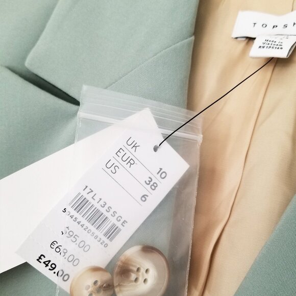 NEW Topshop Kiki Double Breasted Blazer Jacket Size 6 Sage Green Retro Chic $95 - Picture 10 of 16